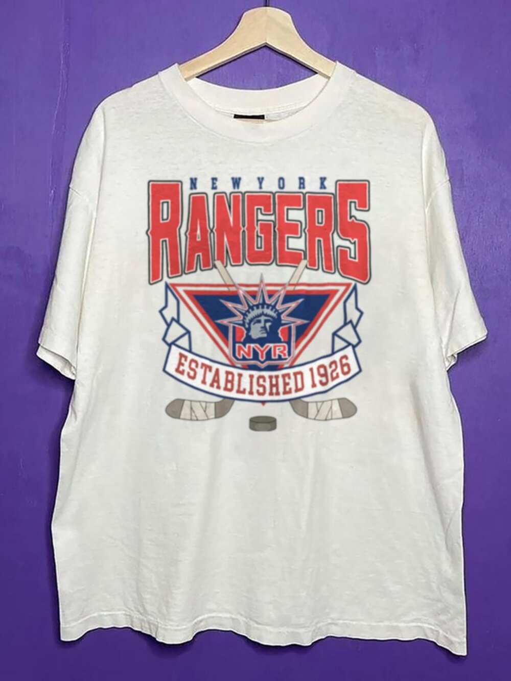 Vintage New York Rangers Hockey T Shirt, Retro Style New York Rangers Shirt Tee